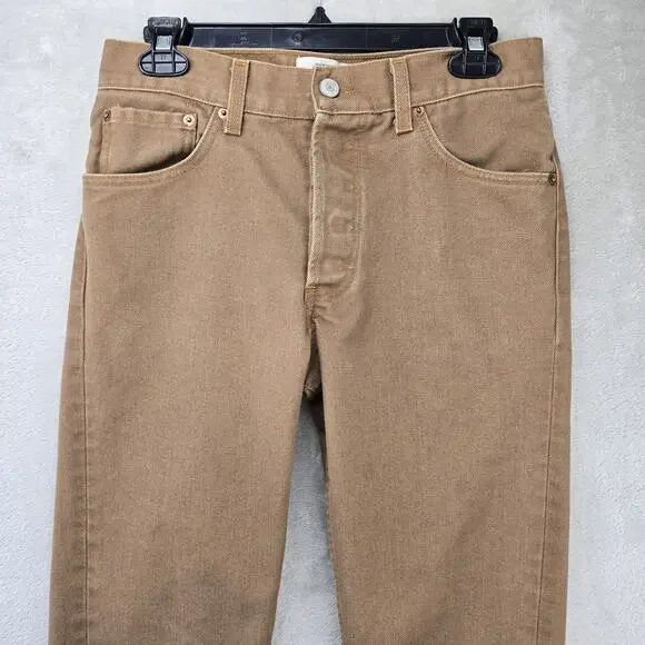 VTG Levis 501 Jeans Mens 28x27 Brown Button Fly Straight Leg USA Tag 30x30 Y2K - Picture 2 of 14